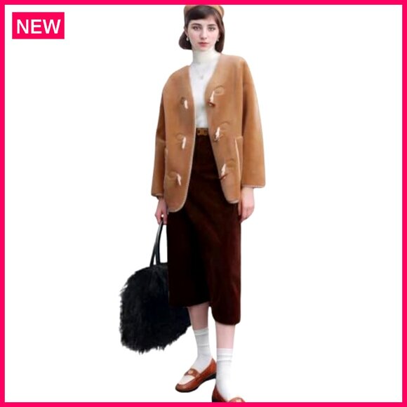 Luxury Real Lamb Mongolian Fur Shoulder Bag With Genuine Leather Handles - Picture 7 of 8